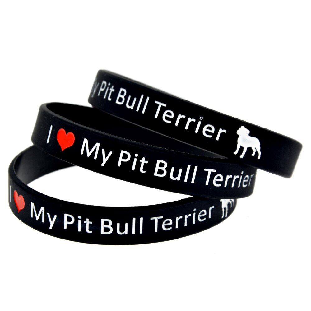 OBH – Bracelet en caoutchouc de Silicone noir, 1 pièce, I Love My Pit Bull Terrier