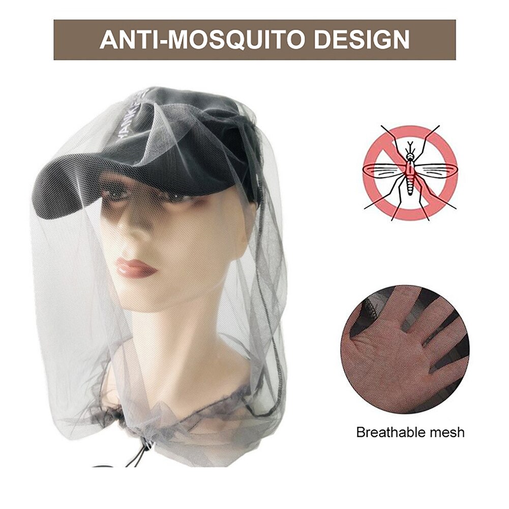 Outdoor Travel Anti-mosquito Net Cap Insect-resistant Mask Gauze Drawstring Beekeeping Net Face Protector Network