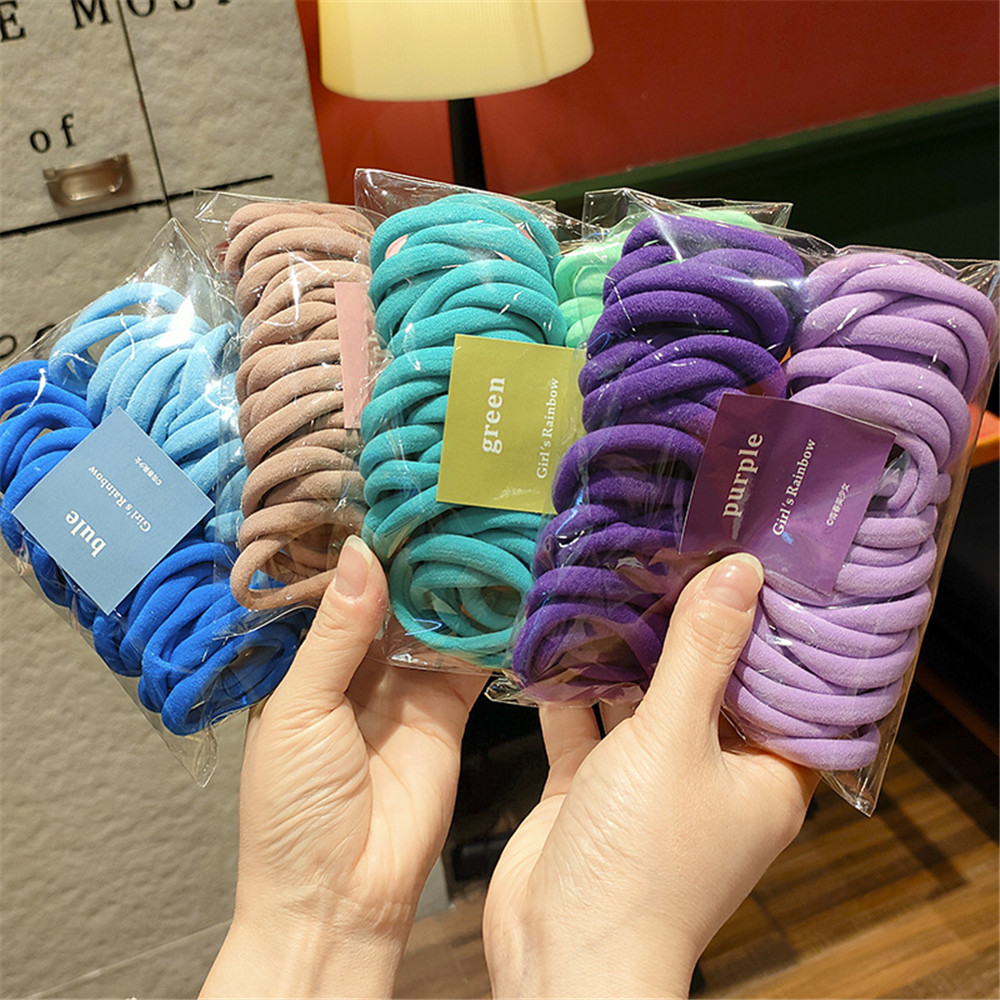 50/100 Uds nuevas mujeres niñas colores caramelo Nylon básico Scrunchie lazo para el cabello Cola de Caballo sujetar bandas de goma para el cabello accesorios para el cabello de
