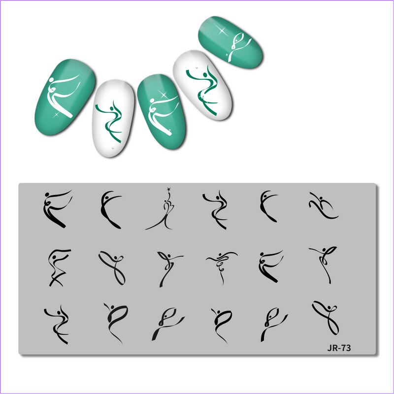 Rvs Nail Stempelen Plaat Sjabloon Swirl Bloem Patroon Danser Vlam Anker Kaarshouder Nail Tool JR071-80: JR073