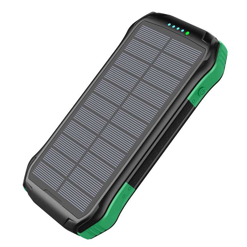 10W Fast Qi Wireless Charger 16000mAh Solar Power Bank PD 18W USB Poverbank Waterproof Powerbank for iPhone 11 Samsung S9 Xiaomi: Green