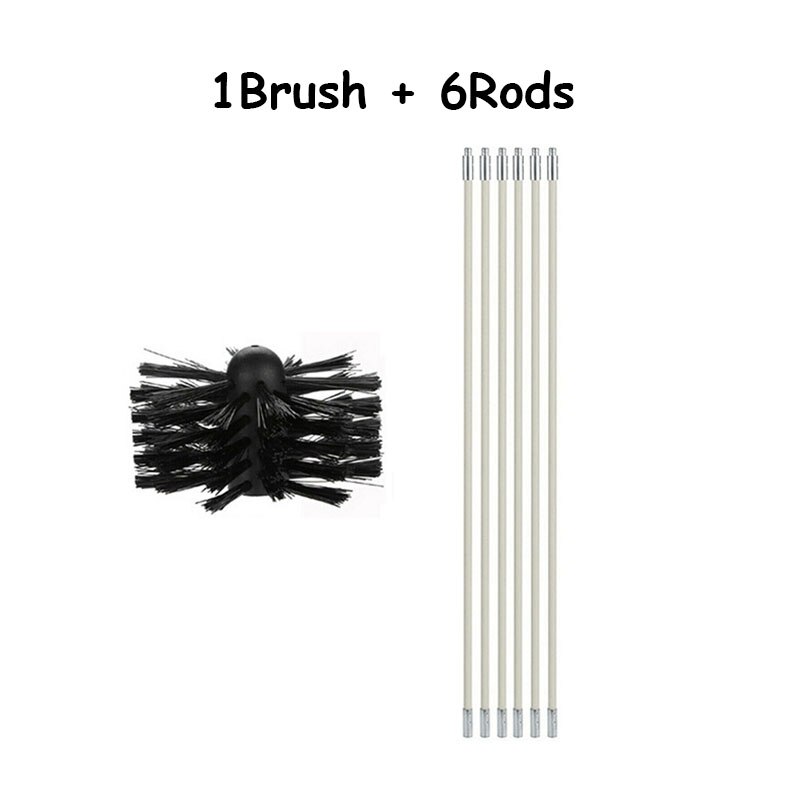 Lange Handvat Flexibele Pijp Staven Met Nylon Borstel Voor Schoorsteen Cleaner Borstel Schoon Rotary Sweep Systeem Haard Kit Rod Tool set: 1brush 6rods
