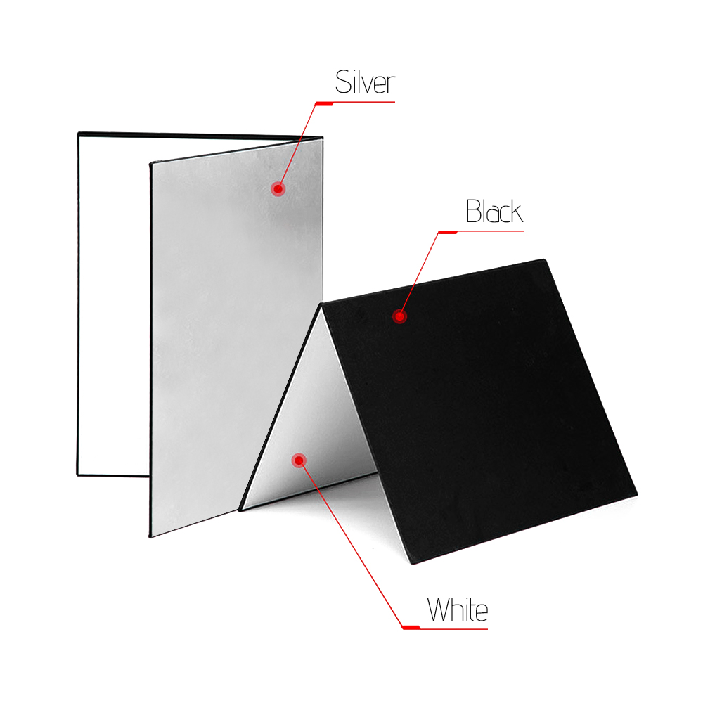 A3 Size Double-sided Thickened Photography Cardboard Paperboard Black White Silver Folding Reflector Reflective Board