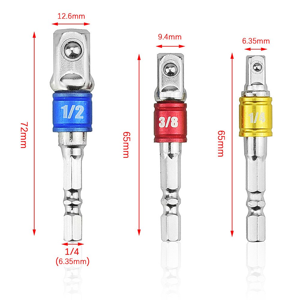 3 PCS Auto Reparatie Tool Wrench Socket Adapter Adapter Boor Ratchet Power Tool Voor Auto Fiets Motorfiets