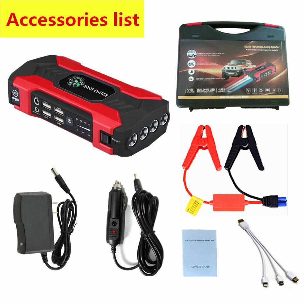 20000mAh 12V Car Jump Starter Portable USB Power Bank Battery Booster Clamp 400A