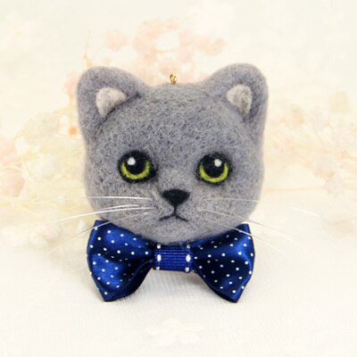 Muñeca de imitación de caricatura de la cabeza del gato, muñeco de lana de fieltro hecho a mano, materiales de fabricación de , herramientas suaves, no se decolora, exquisita y encantadora: 1