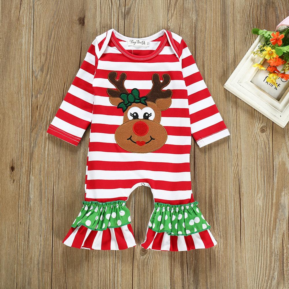 Born Baby Clothes Christmas Baby Boys Girls Infant Striped Christmas Deer Romper Jumpsuit Outfits Clothing babys costume 20