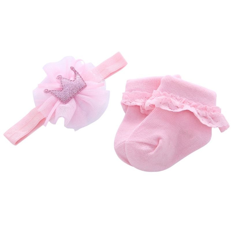 2 pièces/1 ensemble Bébé Coton Chaussettes Fleurs Bandeaux Ensembles Filles Chapeaux Enfants Bande Élastique De Cheveux Enfants Bébé Accessoires