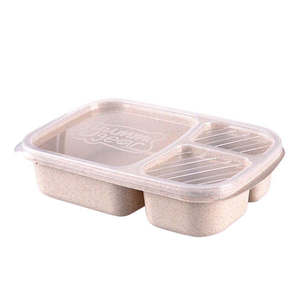 Lunch Box Microwave Bento Lunch Box Picnic Food Fruit Container Storage Box For Kids Adult Lunch Container: Beige