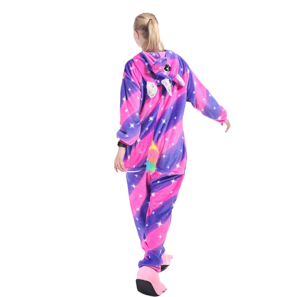 Disfraz de pijama de unicornio con capucha para niños, mono de dormir de cielo púrpura, Kigurumi