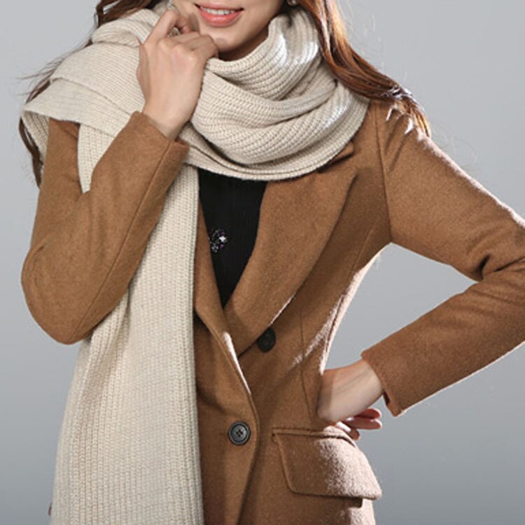 Mandlig vintervarmer sort marineblå gråfarvet akrylstrikkede tørklæder til herrer: Beige