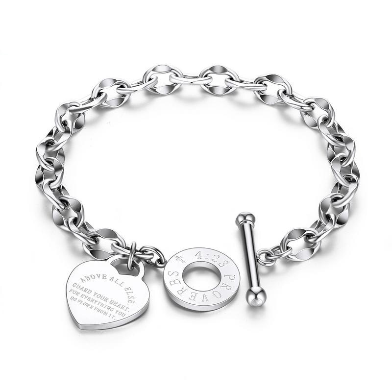 Pulsera con forma de corazón, colgante de proverbios para mujer, de de Metal, pulseras de Tif, de joyería de oro a la para mujer