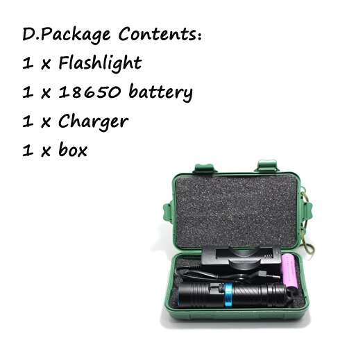 5000Lm XM-L2 Waterdicht Duik Onderwater 80 Meter LED Duiken Zaklamp Fakkel Lamp Licht Camping Lanterna Met Traploos dimmen: D