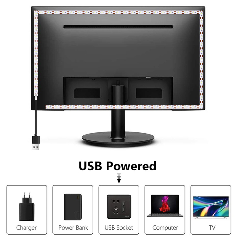 DC 5V USB tiras LED 2835 tira de luz LED blanca cálida TV espejo retroiluminación cinta de iluminación decoración de habitación lámpara cinta LED cadena de luz
