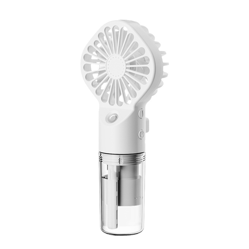 portátil recargable de la fan de nebulización del mini ventilador de mano USB con la fan de niebla de agua del espray de 4 velocidades ajustables que acampan al aire libre viajar: Blanco