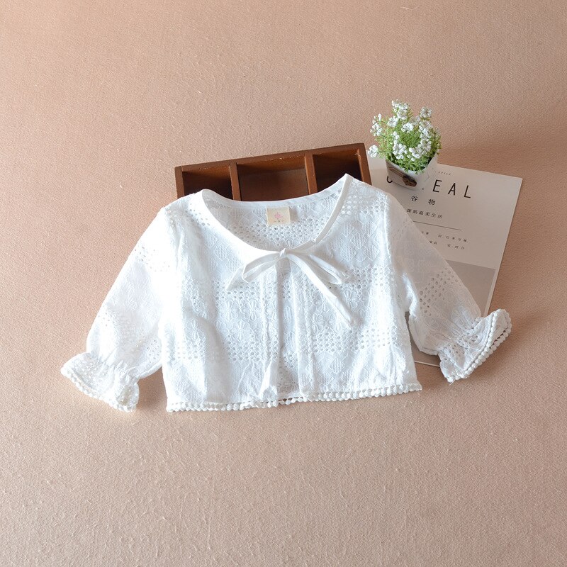 Cardigan blanc pour bébés filles, pull à manches 3/4, veste en coton, vêtements d'extérieur, manteau pour bébés filles de 9 12 24 mois: WHITE / 24M