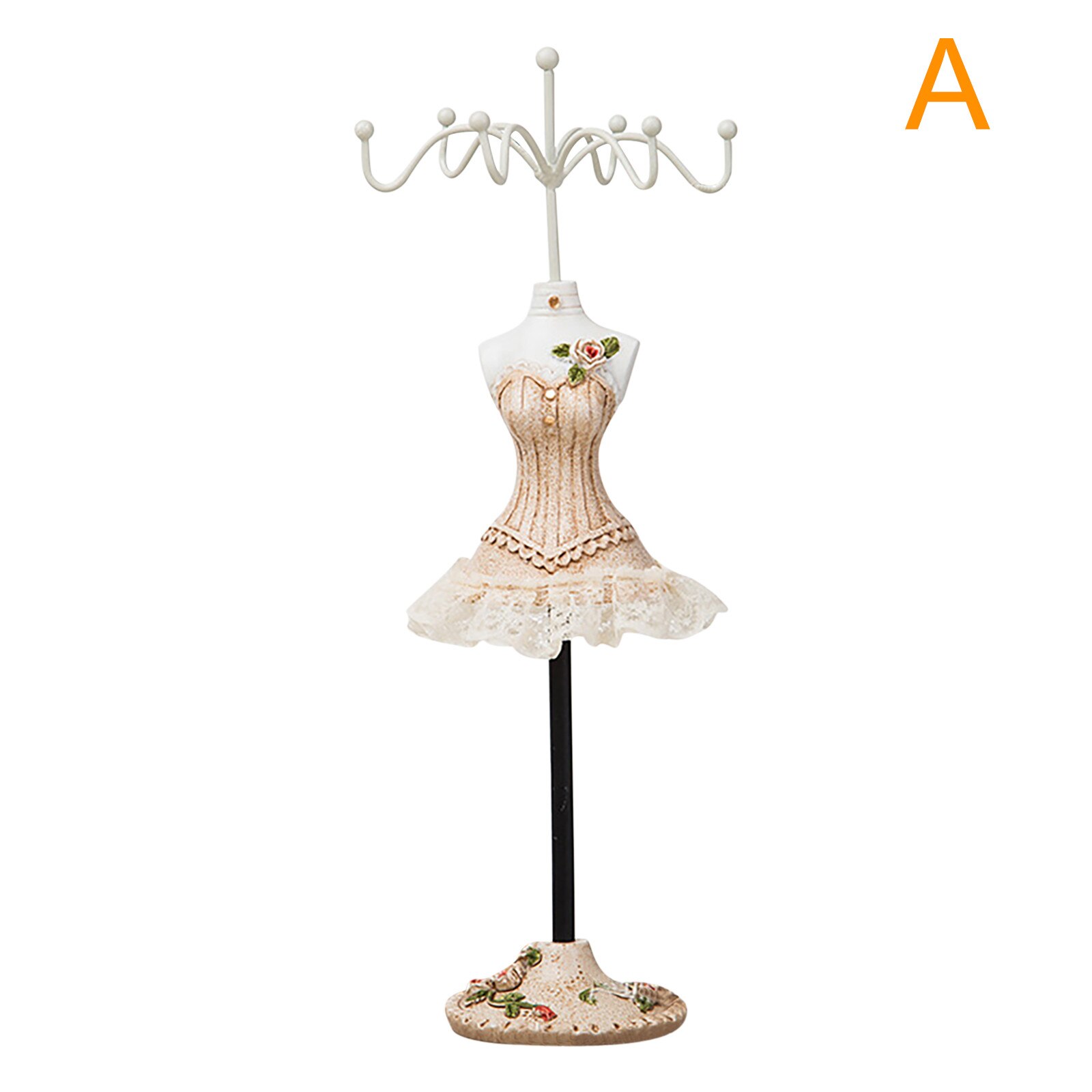 White Dress Lady Mannequin Jewelry Holder Bracelet Necklace Display Stand Home Jewelry Organizer Mall Necklace Show Stand: A