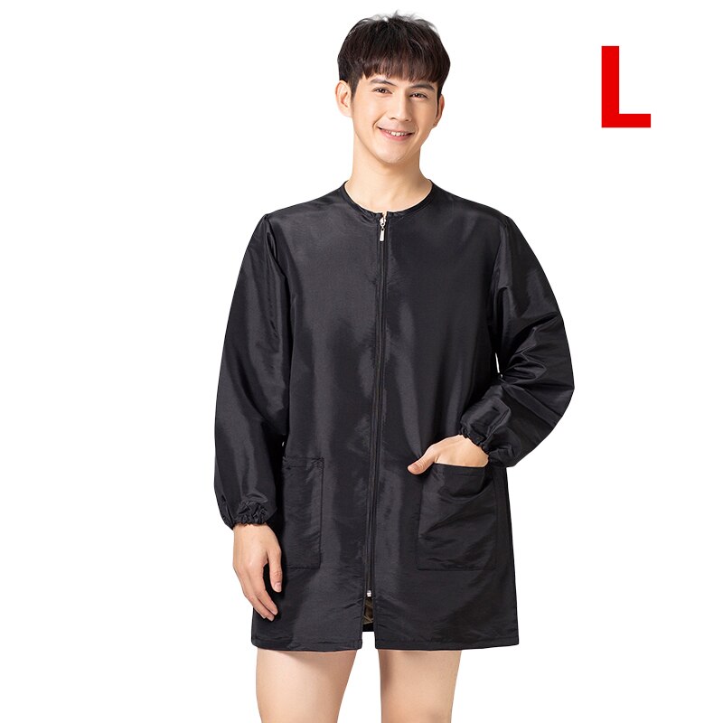 Uniforme de travail à fermeture éclair pour barbier , Cape de coiffeur, vêtements de travail, tablier de toilettage pour animaux de compagnie: A027-Black-L