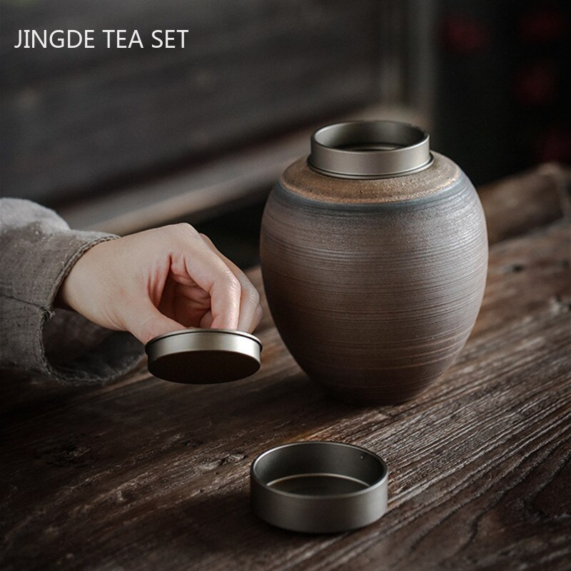 Retro Keramische Theebus Thuis Luchtdichte Pot Keuken Spice Container Reizen Draagbare Koffie Snoep Potten Handgemaakte Theewaar Levert