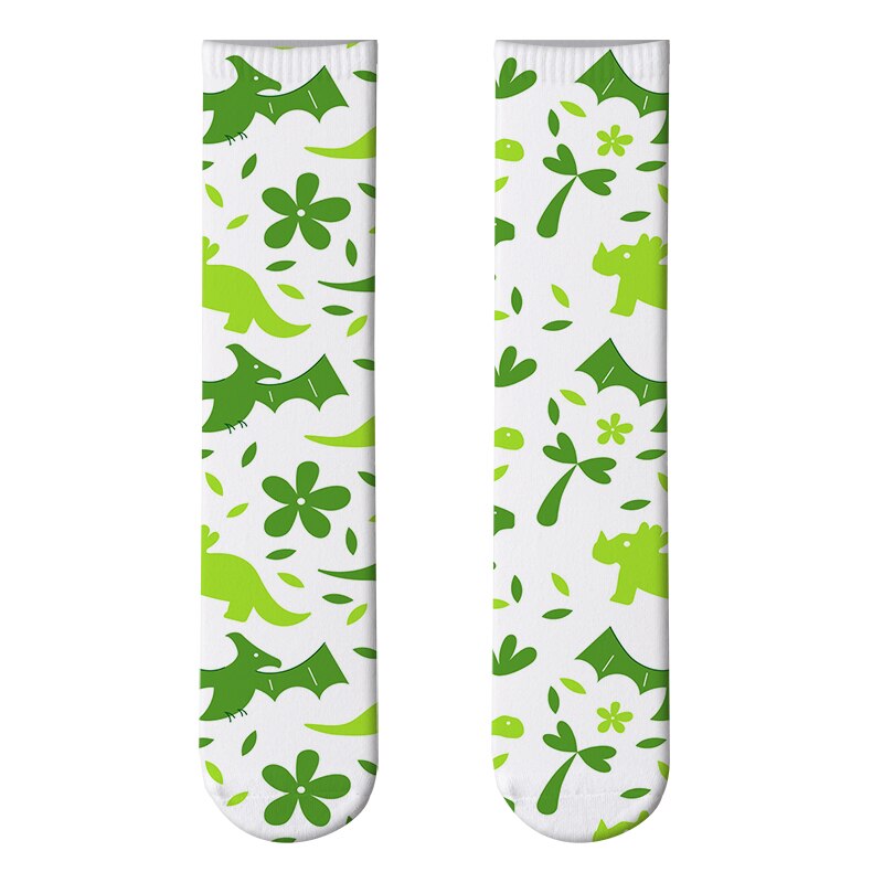 3D Printed Women Long Socks Outdoor Sports Cotton Breathable Elastic Compression High Knee Socks School Students Calf Socks: style1