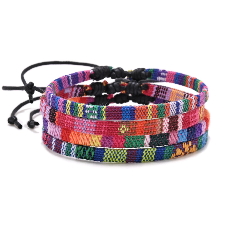 Nueva pulsera de amistad de tela tejida Bohemia Vintage europea para mujer, pulsera trenzada étnica de Nepal, de joyería para hombres y mujeres