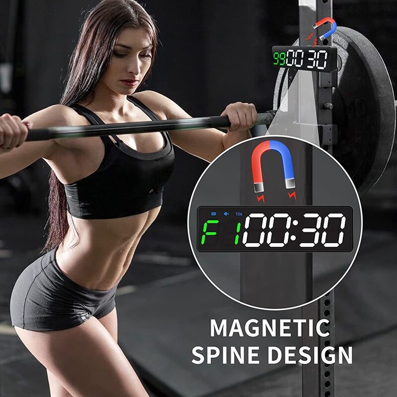 Mini Gym Timer Clock, Magnetic LED Interval Timer, Long Stand-By Battery Powered Gym Wall Clock