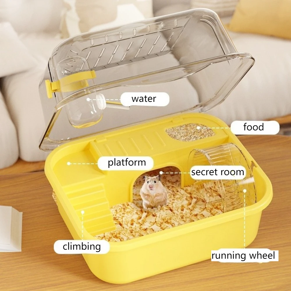 Jaula para hámster, habitat pequeño para hámster, ratón, jaula para animales pequeños para el hogar con tubo, rueda de ejercicio, cabana, hábitat para ratas, gerbos y ratones