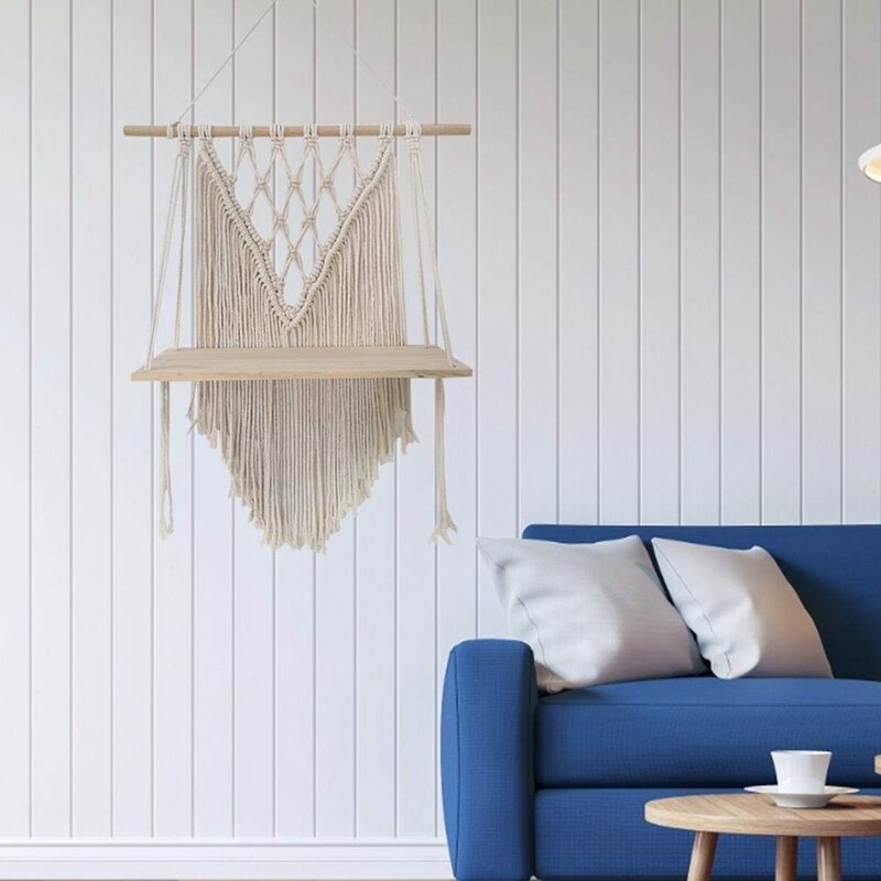 Macrame Wall Hanging Shelf, Boho Style Handmade Macrame Wall Planters Hanging, Plant Stand, Plant Rack, Macrame Plant Stand, Tap