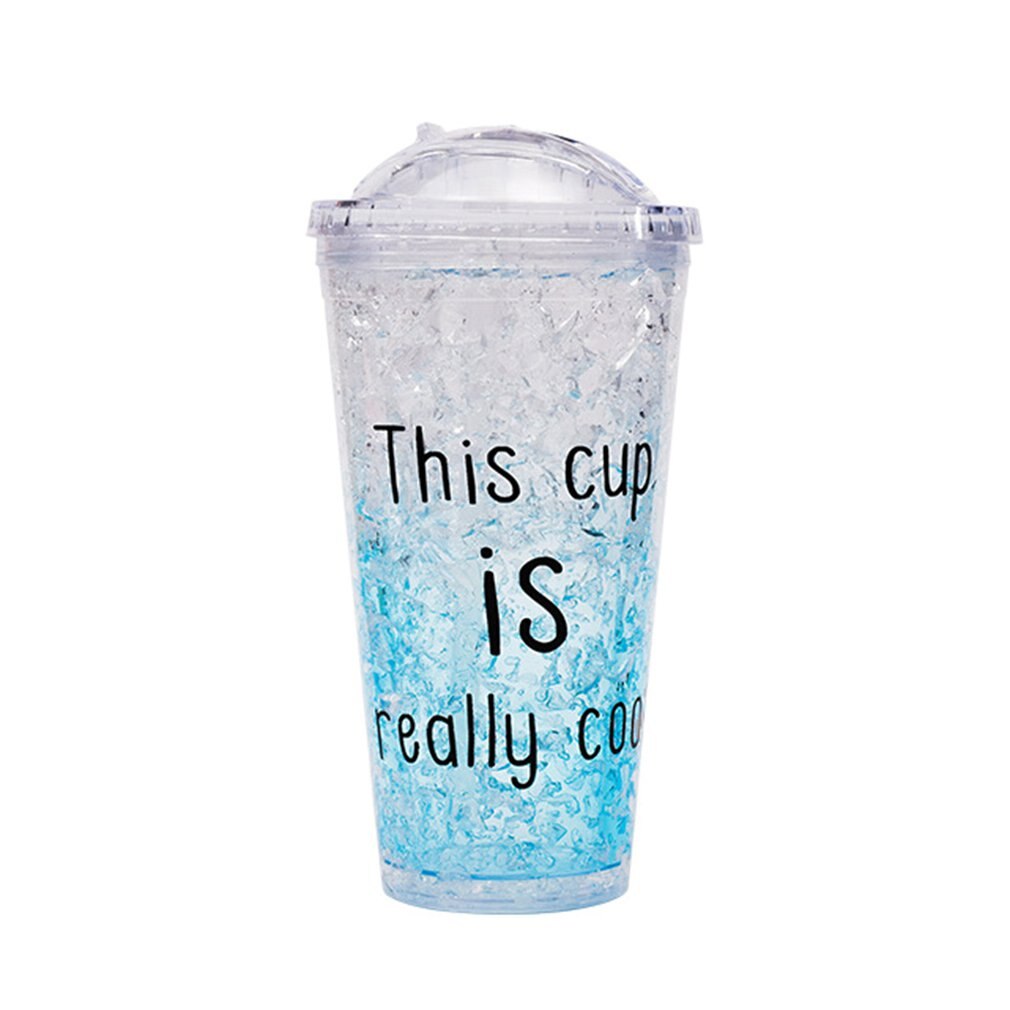 outdoor summer ice cup gel refrigeration double plastic color broken ice cup cold sippy cup custom letter: Blue