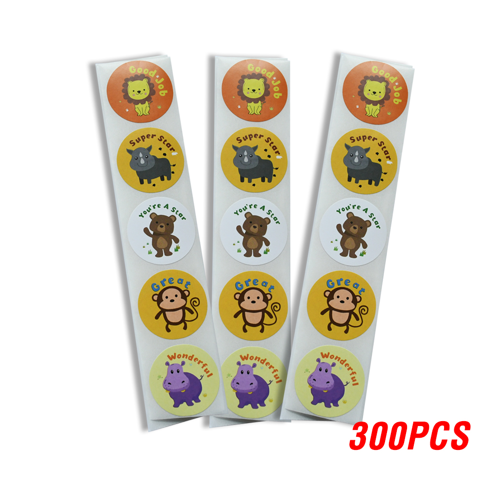 100-500pcs Spanish Reward Stickers Encouragement Sticker Roll For Kids Motivational Stickers With Cute Animals For Students: Orange