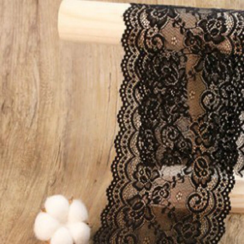 Voile suisse large de 15CM diy | lacy, noir, blanc, gris, café, rouge, violet, 2 M/LOT,: Black