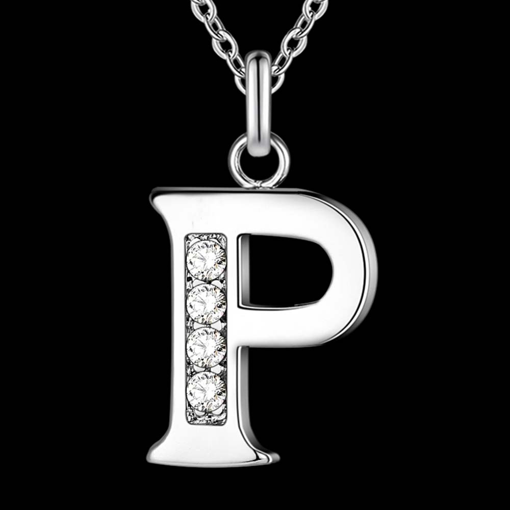 Letter A-S silver plated Necklace, Stamp 925 silver jewelry Pendant /XYLQNNAG XYLQNNAG: P