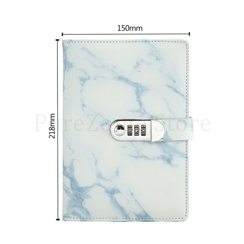 A5 Marble Texture Notebook Password Lock Notebooks Leather Notepad Agenda Weeks: B