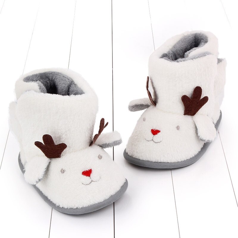 Newborn Infant Baby Girls Boys Snow Boots Christmas Winter Warm Baby Shoes Solid Button Plush Ankle Boots 0-18M: W / 14