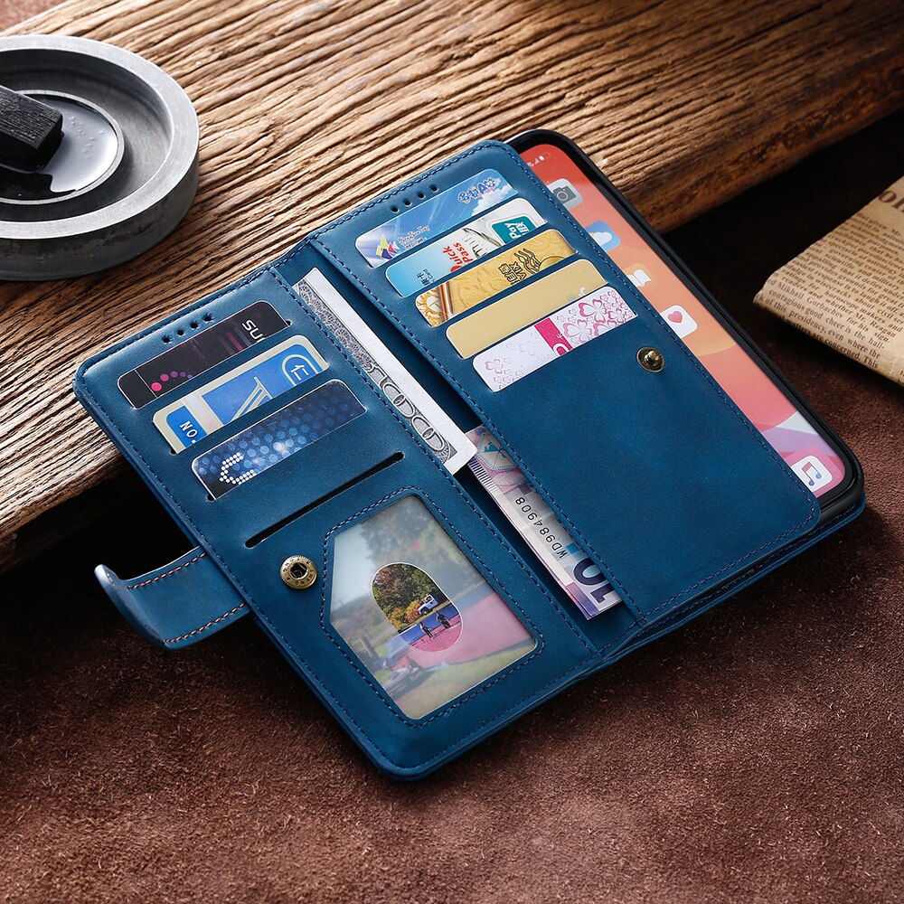 9 Cards Wallet Case For NOKIA 7.1 PLUS Case Card Slot Zipper Flip Folio with Wrist Strap Carnival For NOKIA X7 8.1 Cover