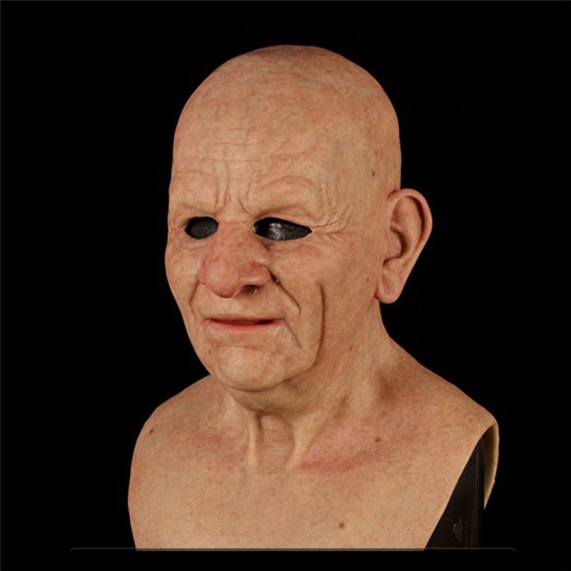 Gammel mandmaske, realistisk halloween latex menneskelig rynke ansigtsmaske cosplay rekvisitter til teenagere og voksne