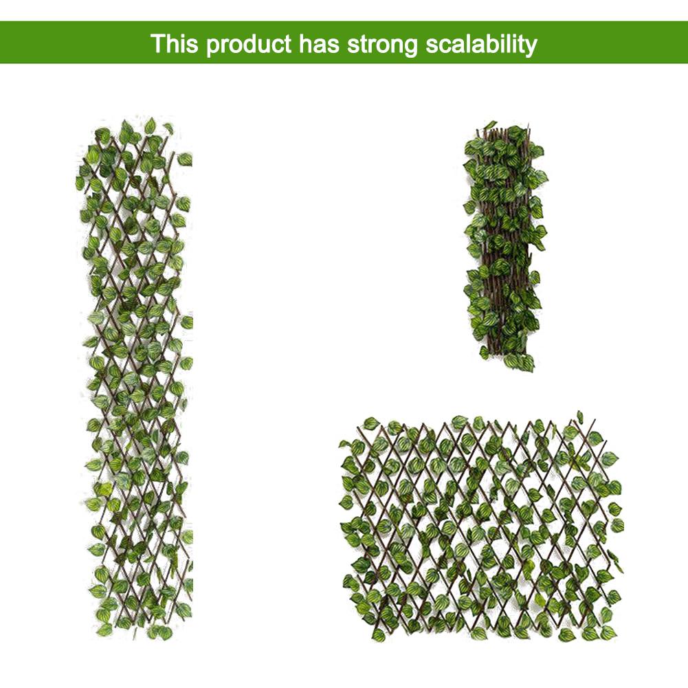 Retractable Artificial Garden Fence Expandable Faux Ivy Privacy Fence Wood Vines Climbing Frame Gardening Plant Home Decorations