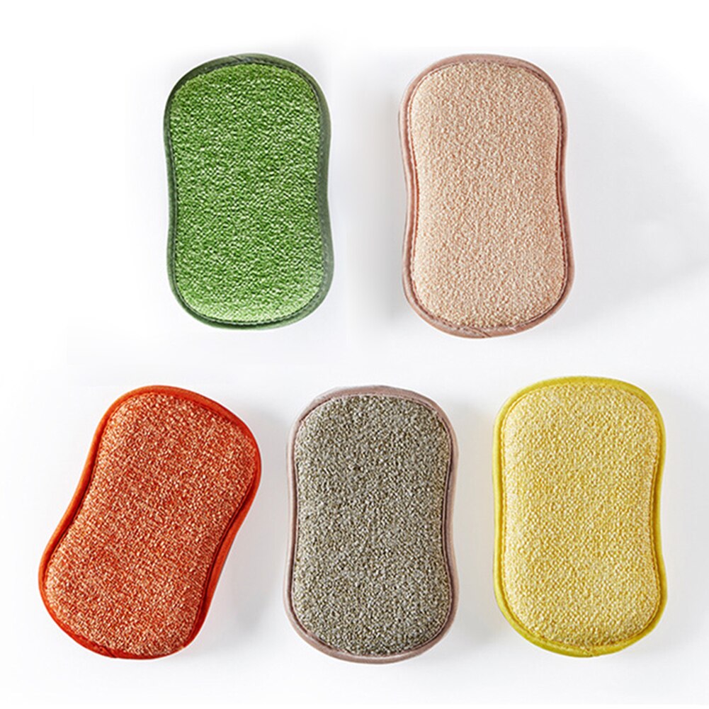 5Pcs Kitchen Sponge Cleaning Cloth Super Absorbent Microfiber Nonstick Oil Scouring Pad for Glass Window Dish Sink Wiping Rags: Default Title