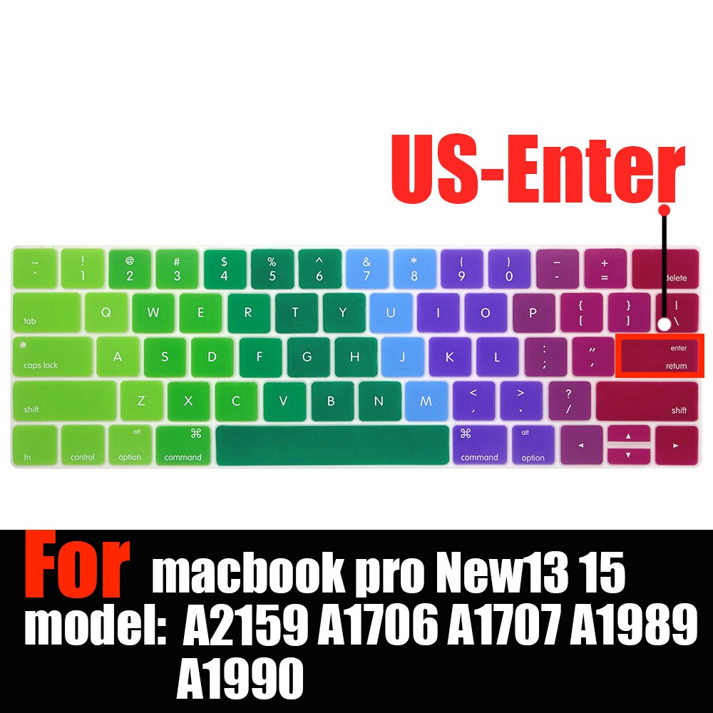 Toetsenbord Cover Voor Mac Book Pro13 15 Met Touch Bar A2159 A1706 A1707 A1989 A1990 Laptop Keyboard Covers Gradiënt Toetsenbord film