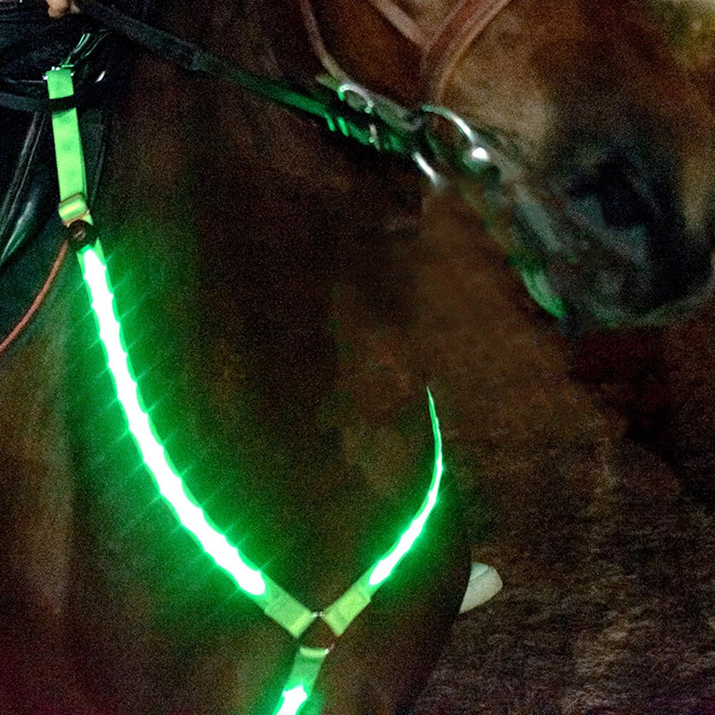 Rood/Groen/Blauw Verstelbare Paard Led Licht Harnas Nylon Borst Borstplaat Riem Singels Lichten Nacht Veilig Paardrijden apparatuur