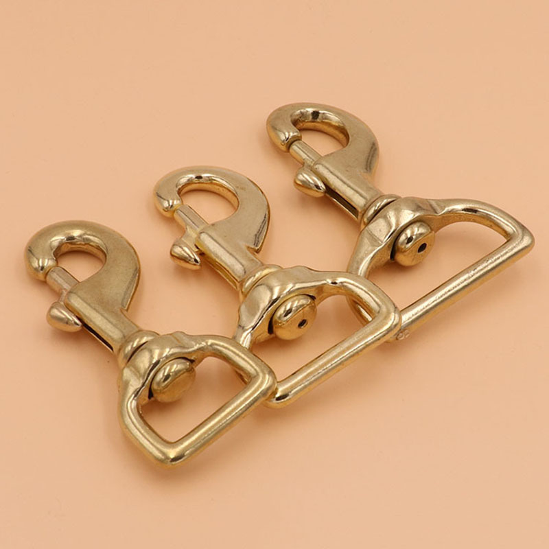 1x Messing Bolt Snap Hook Swivel Eye Trigger Kreeft Haak Leren Craft Bag Riem Riem Sluiting Zware Hond touw Riemen Clip