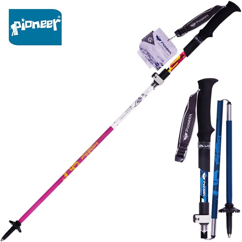 1 Piece Portable Folding Carbon Fiber Ski Pole Outdoor Ultralight Collapsible Adjustable Ski Nordic Walking Stick Snowboard