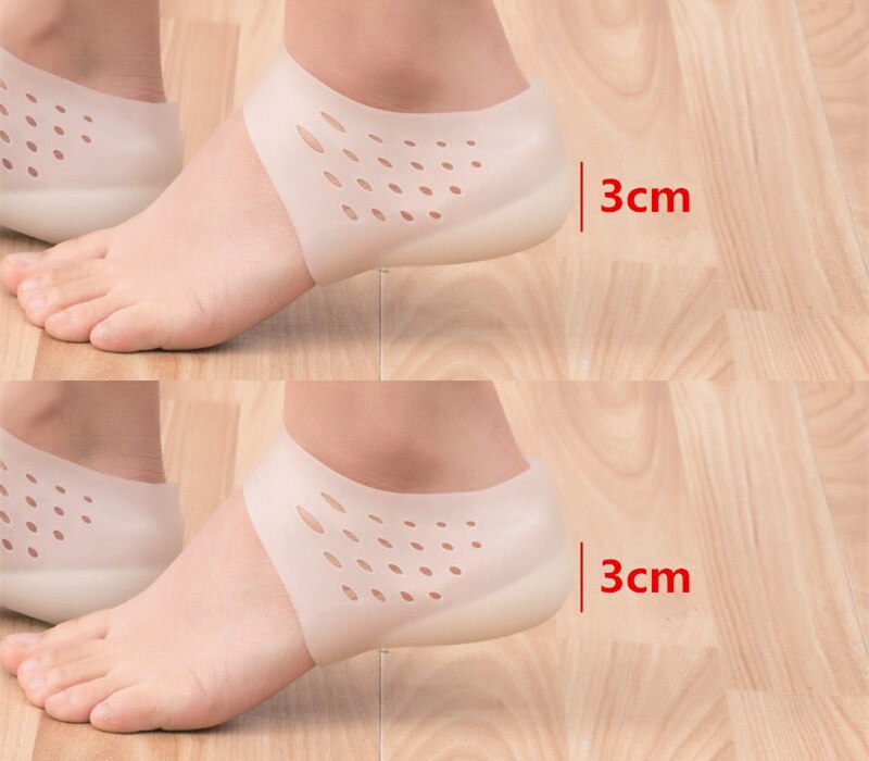 Media Plantilla de silicona, almohadillas invisibles para aumentar la altura, zapatos deportivos transpirables, almohadilla para aumentar el talón, almohadilla de masaje de pies: Skin 3cm 2Pair
