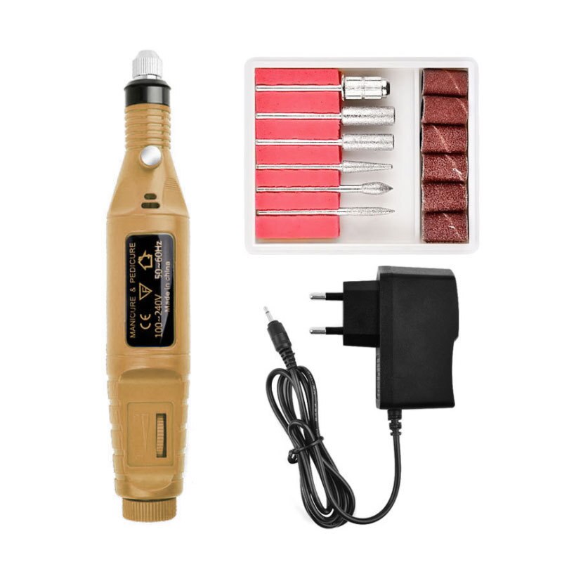 Electric Nail Drill Bits Set Milling Drill Machine for Manicure Nail Art Sanding File Gel Remover Mill Cutter Pedicure Apparatus: Gold EU