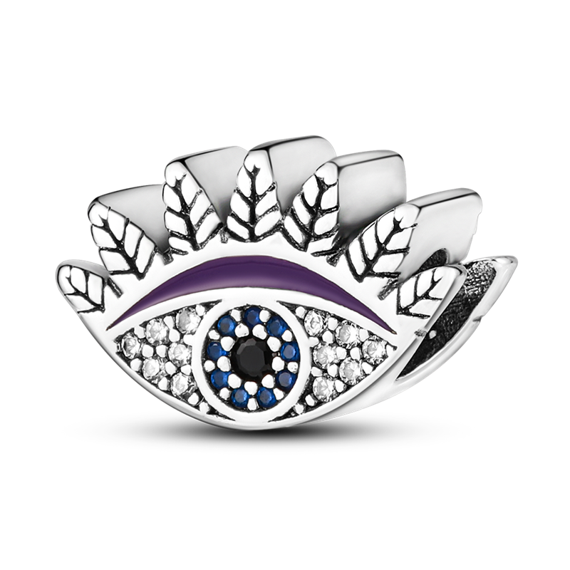 Hamsa-abalorios de mano de plata 925 auténtica, amuleto de mano de fátima con ojos azules de la suerte, compatible con pulsera Original, joyería: KTC132