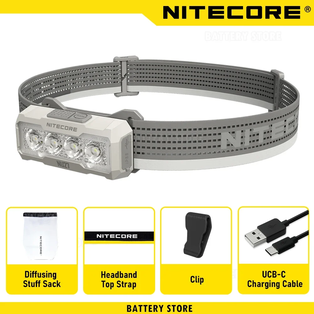 Nitecore  nu27 stirnlampe, 600 lumen, led-laufscheinwerfer, arbeits-stirnlampe, wanderlaterne, taschenlampe, wasserdicht für den außenbereich: Weiß