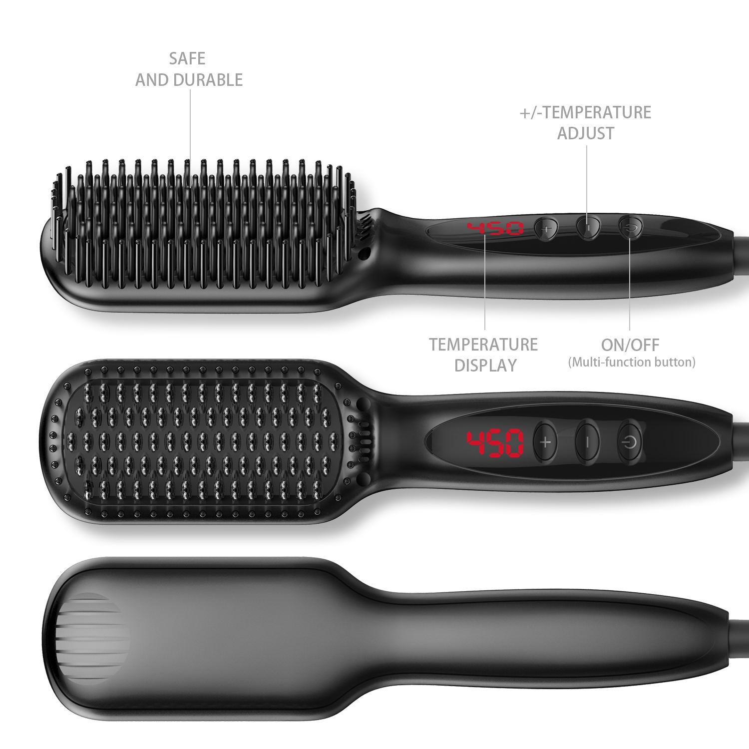 Cepillos eléctricos para el cabello, peine , multifuncional, alisador de barba para hombres, alisador de pelo, cepillo de barba con pantalla Lcd