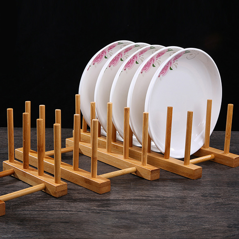 Soporte de bambú para almacenamiento de platos de cocina, soporte para tazas de vidrio, tazas de café, cuencos para el hogar, estante para organizar platos