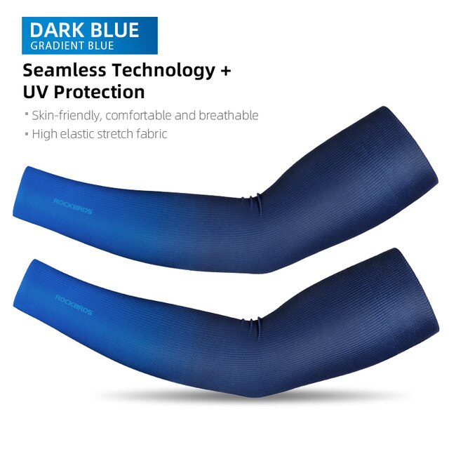 ROCKBROS protezione solare maniche da braccio da ciclismo compressione seta di ghiaccio maniche senza cuciture Anti-UV esecuzione di manicotti da basket scaldamuscoli: XT045BL / S