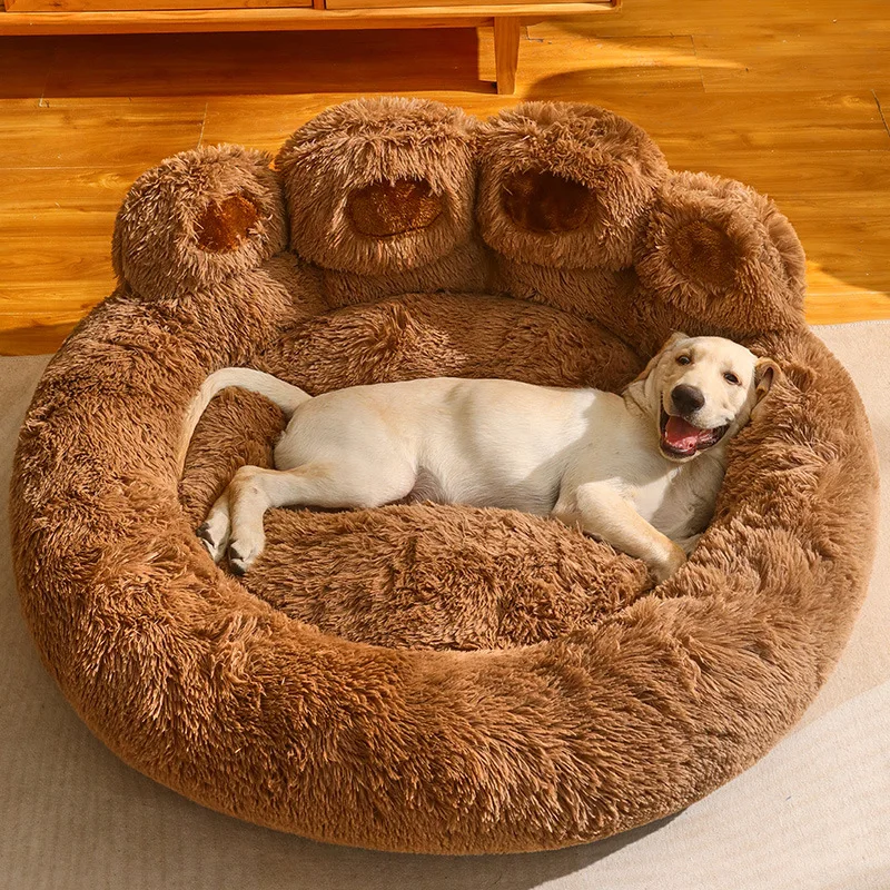 Polymères de chenil en peluche pour chiens, coussin de couchage pour grands chiens, coussin de caisse pour un sommeil profond, fournitures pour animaux de compagnie, accent d'hiver